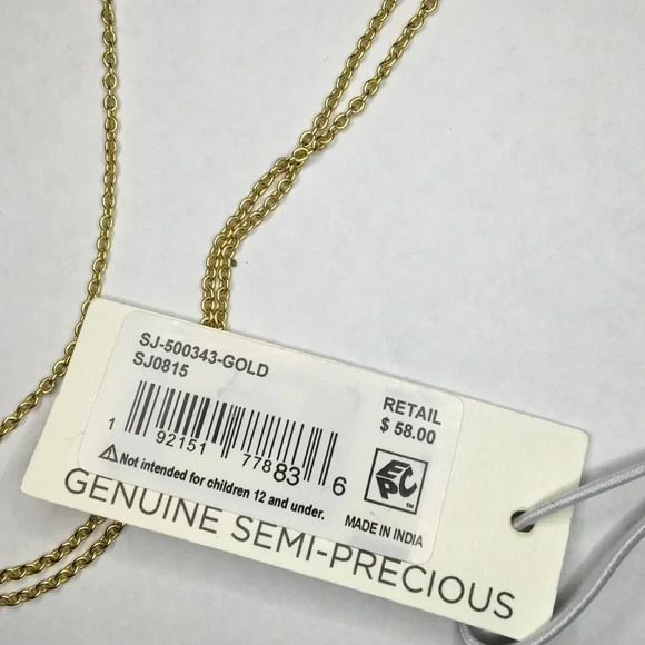 NWT Sole Society Gold Neutral Color Stone Fringe Necklace - Picture 5 of 8